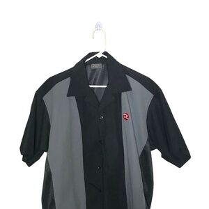 Rossignol Men’s Bowling Style Shirt Size XL Black Grey Short Sleeve Ski Brand